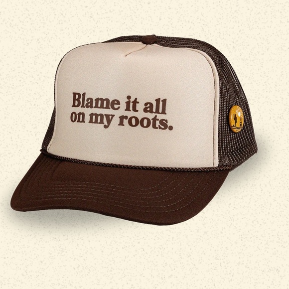 “Blame it all on my roots” trucker hat from Bottom Shelf Caps. - Picture 1 of 1